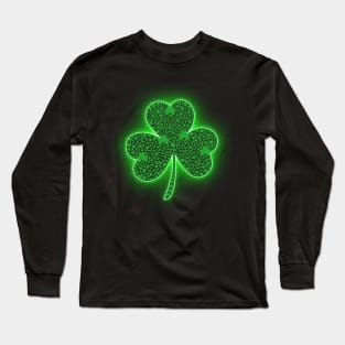 Clover Leaf Made Of Clover Leaves With Glowing Background Long Sleeve T-Shirt